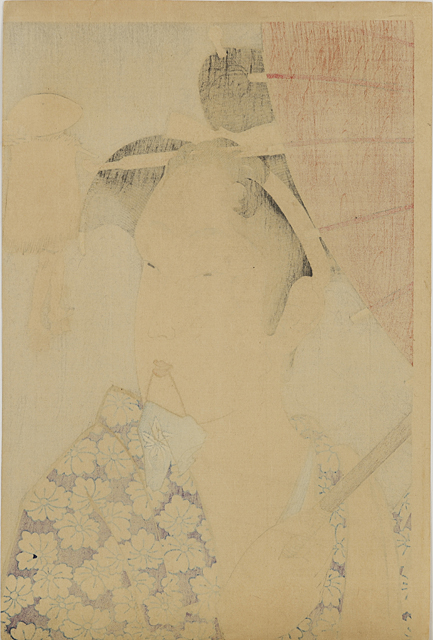 浮世絵、花模様天明ノ頃三枚綴り、小林清親画 （小林清親一覧