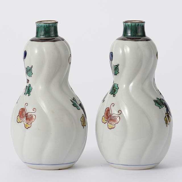 Lot0023】古九谷敬慕捻瓢形徳利 壱對 - 二代 徳田 八十吉 | 第5117回