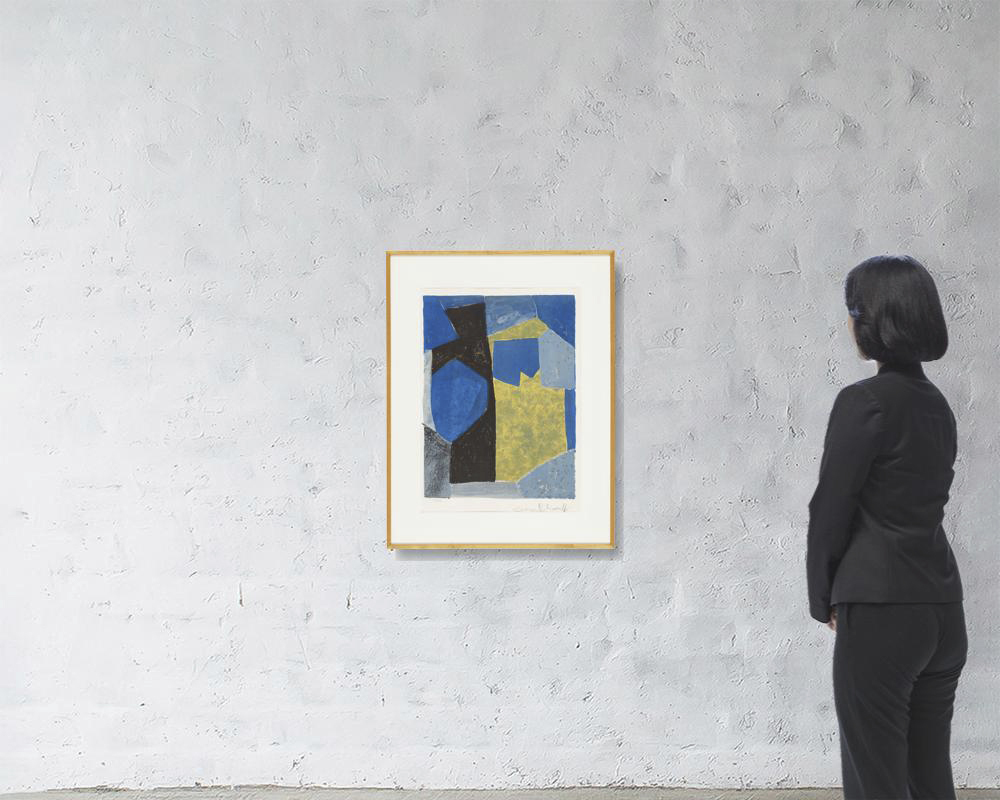 セルジュ・ポリアコフ、コンポジション、希少画集画、新品額装付、状態良好 Lot0609】青、黒、黄色のコンポジション - セルジュ・ポリアコフ