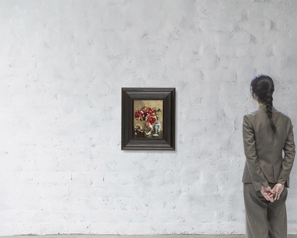 青木敏郎、【青白磁の芍薬】、希少な額装用画集より、新品額装付 青木敏郎、【青白磁の芍薬】、希少な額装用画集より、新品額装付
