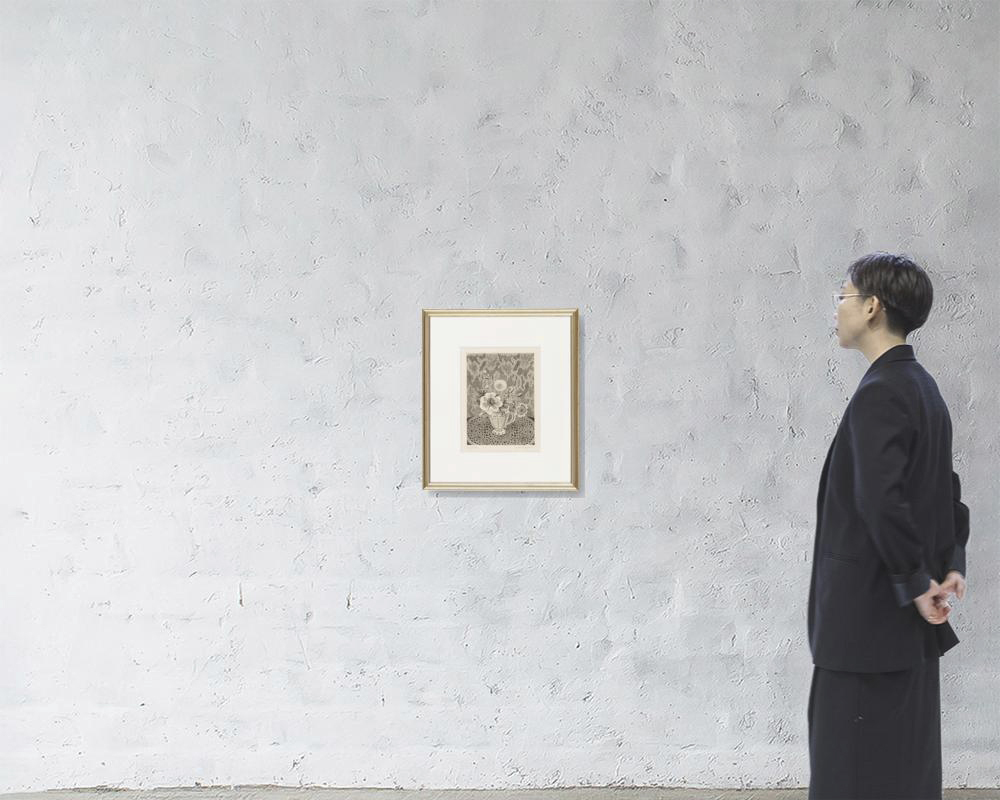 Lot0111】花（切子ガラスに挿したアネモネと草花） - 長谷川 潔 | 第