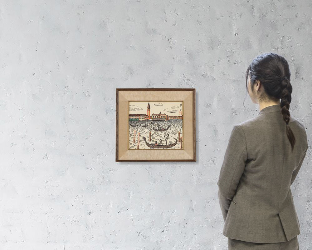 Lot0472】ベニスのゴンドラ風景 - 山下 清 | 第837回 | 株式会社毎日