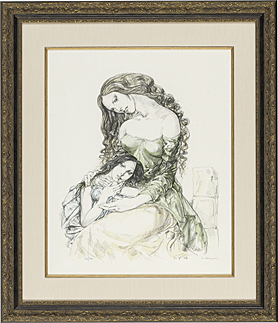 藤田嗣治　ジークレー Lot0042】母と子 - 藤田 嗣治 | 第858回 | 株式会社毎日オークション