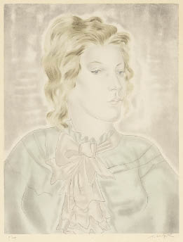 藤田嗣治、「Jeune Femme a la cravate rose」 Lot0040]Femme à la cravate rose - FOUJITA Tsuguharu | No.858