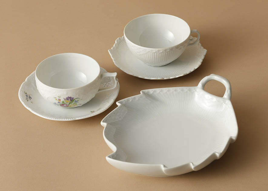 Lot0017】リーフディッシュ：ホワイトフルーテッド 他（5点セット