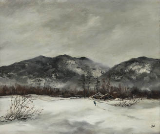 向井　潤吉、山野新雪（長野県上水内郡戸隠村越水）、希少な画集より Lot0409】雪日 戦場ヶ原 - 向井 潤吉 | 第823回 | 株式会社毎日