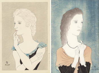 Lot0037】金髪の若い女の肖像 - 藤田 嗣治 [2点セット] | 第837回
