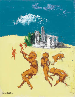 福沢一郎　【ニンフを追う牧神】1979年　限定75 作品】 牧神とニンフ / Pan and Nymphs 1970年 | 福沢一郎記念館_