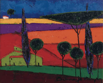 真作　ロジェ ボナフェ 農家の松と離れた納屋 4F 油彩画 真作 ロジェ ボナフェ 農家の松と離れた納屋 4F 油彩画 真作 ロジェ