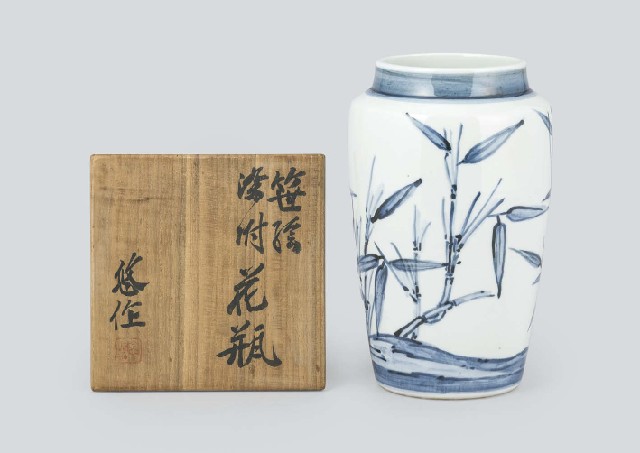 Lot0386】笹絵染附花瓶 - 近藤 悠三◎ | 第850回 | 株式会社毎日